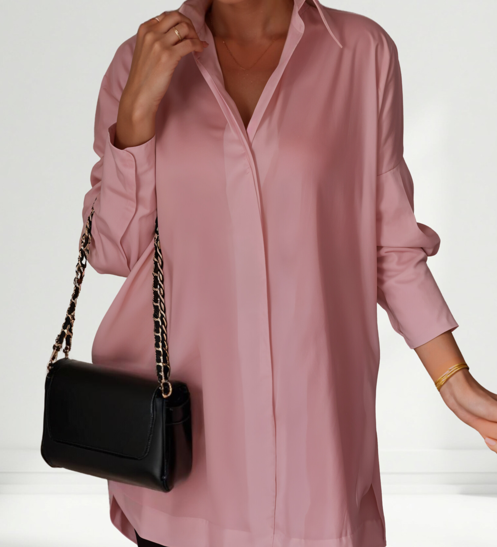 Oversized Lapel Button Shirt Dress