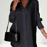 Oversized Lapel Button Shirt Dress