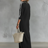Sweatshirt Maxi Dress with Button Collar