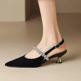 Seraphina | Women's Crystal Strap Slingback Heels Pointed Toe Pumps