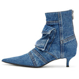 Vega - Denim Cargo Design Ankle Boots