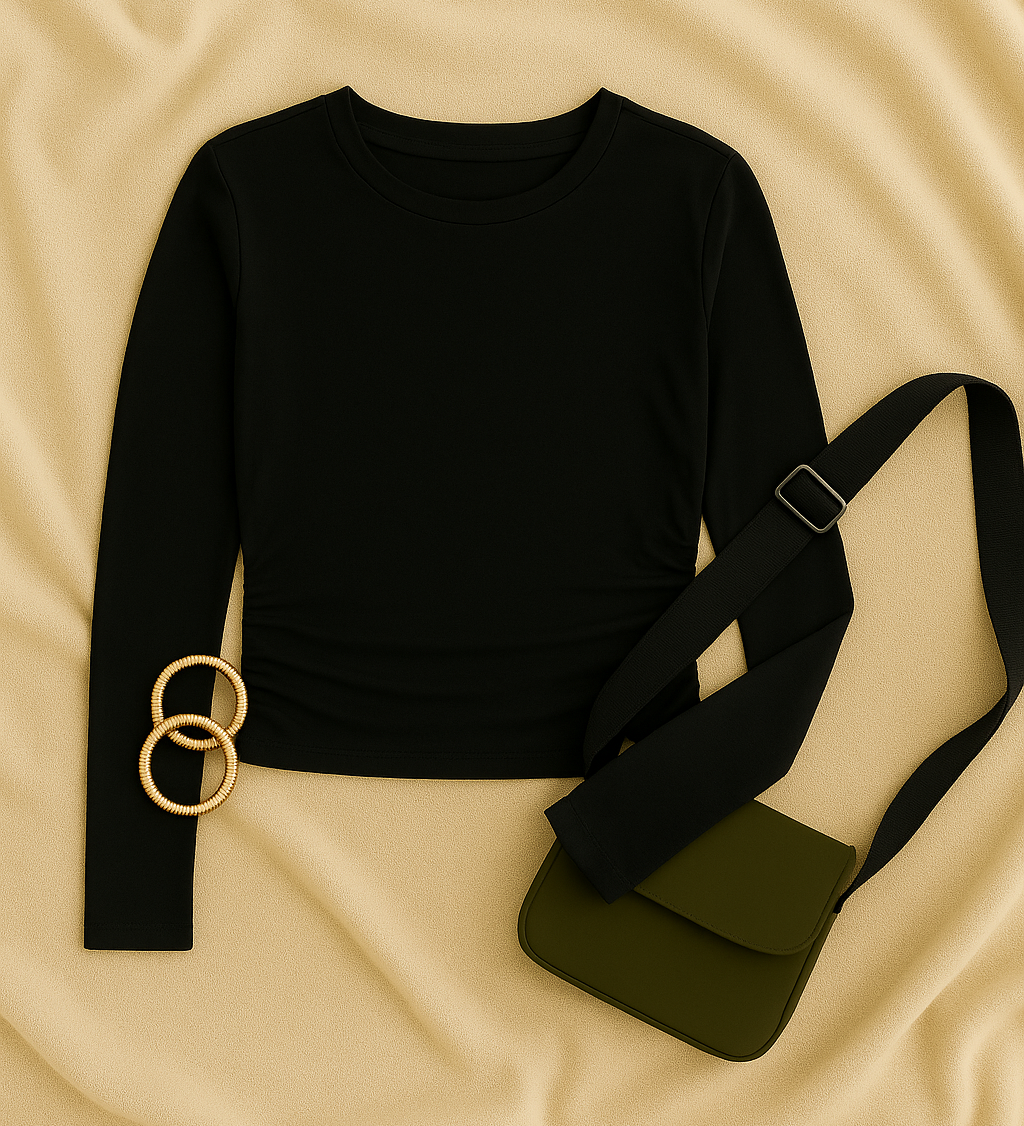Women Long Sleeve Top – Crew Neck Street Style, Slim & Stretchy