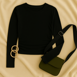 Women Long Sleeve Top – Crew Neck Street Style, Slim & Stretchy