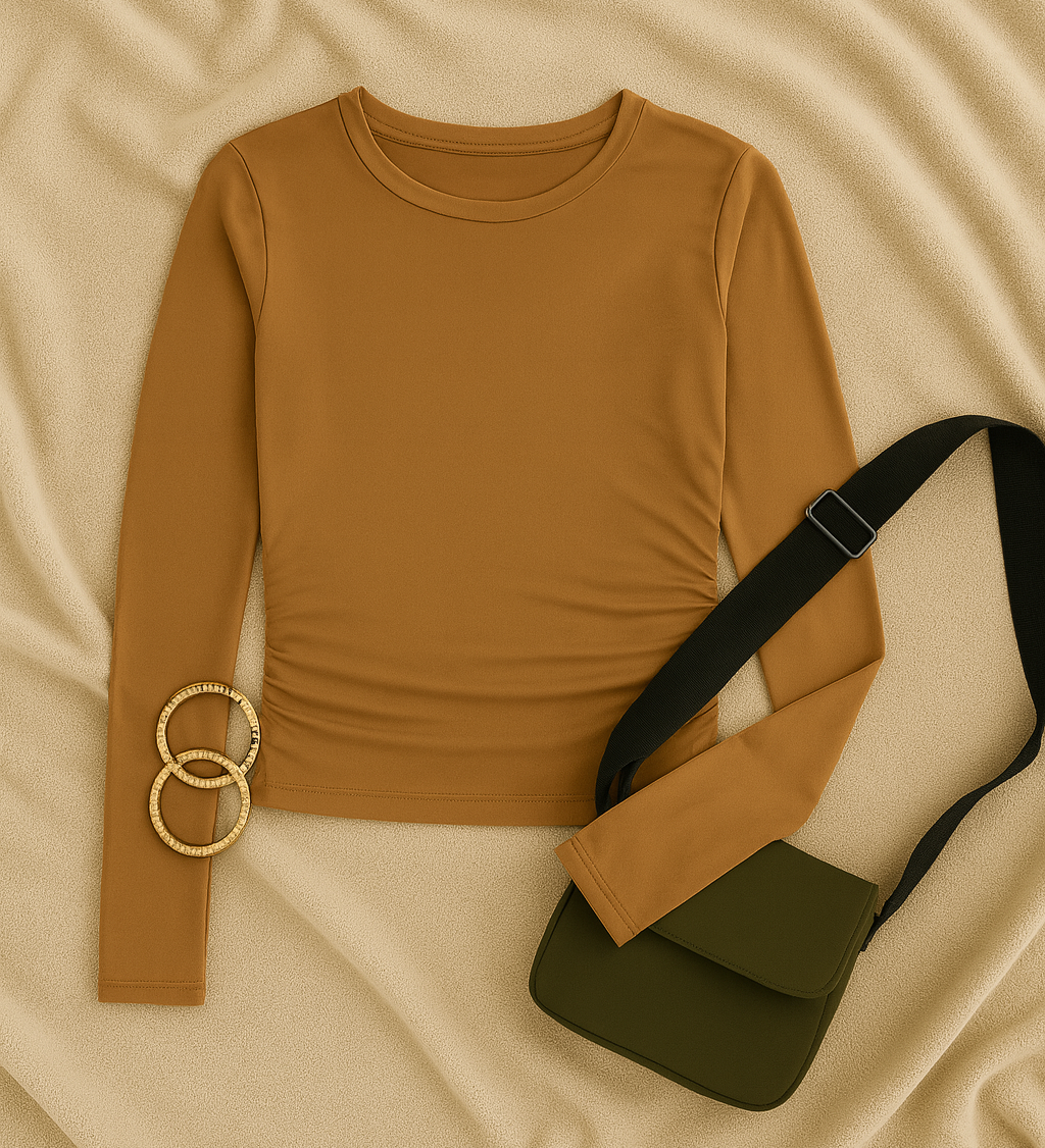 Women Long Sleeve Top – Crew Neck Street Style, Slim & Stretchy