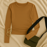 Women Long Sleeve Top – Crew Neck Street Style, Slim & Stretchy