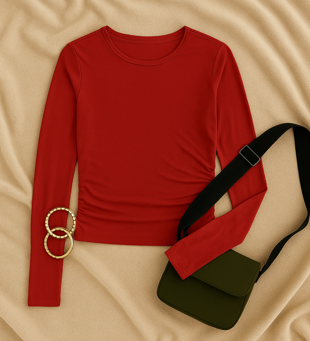 Women Long Sleeve Top – Crew Neck Street Style, Slim & Stretchy