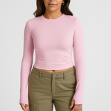 Women Long Sleeve Top – Crew Neck Street Style, Slim & Stretchy