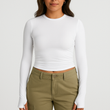 Women Long Sleeve Top – Crew Neck Street Style, Slim & Stretchy