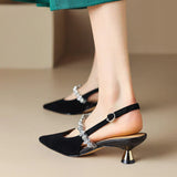 Seraphina | Women's Crystal Strap Slingback Heels Pointed Toe Pumps