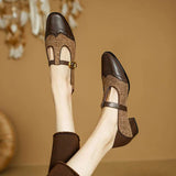 Cosima | Women's Two-Tone T-Strap Mary Jane Shoes Vintage Low Heel