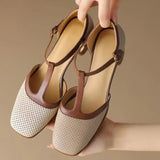 Piper | Women's T-Strap Block Heel Shoes Square Toe Mid Heel Pumps