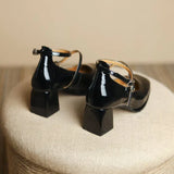 Celeste | Women's Ankle Strap Block Heel Pumps Square Toe Mary Jane
