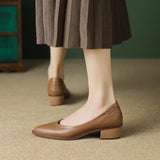 Cora | Women's Pointed Toe Block Heel Pumps Slip On Mid Heel Shoes