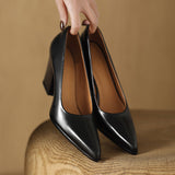 Venetia | Women's Block Heel Pumps Pointed Toe Slip On Work Heels