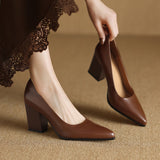 Venetia | Women's Block Heel Pumps Pointed Toe Slip On Work Heels