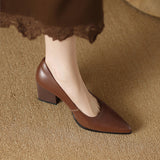 Venetia | Women's Block Heel Pumps Pointed Toe Slip On Work Heels