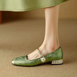 Celeste | Women's Pearl Strap Mary Jane Shoes Glitter Block Heel