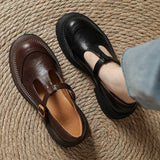 Blythe | Women's T-Bar Mary Jane Shoes Round Toe Brogue Low Heel