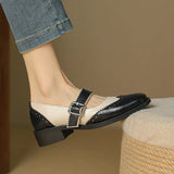 Harlow | Women's Two-Tone Leather Mary Jane Shoes Brogue T-Strap