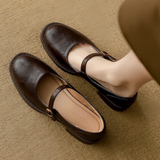 Eleanor | Women's Leather Mary Jane Shoes Low Block Heel Strap