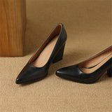 Venetia | Women's Block Heel Pumps Pointed Toe Slip On Work Heels