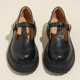 Blythe | Women's T-Bar Mary Jane Shoes Round Toe Brogue Low Heel