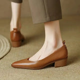 Harriet | Women's Block Heel Pumps Pointed Toe Slip On Work Shoes