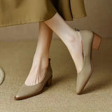 Harriet | Women's Block Heel Pumps Pointed Toe Slip On Work Shoes