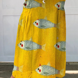 Elli™ | Vintage Fish Art Print Pocket Skirt