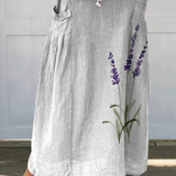Marian™ | Watercolor Lavender Floral Printed Elastic waistband Pocket Skirt
