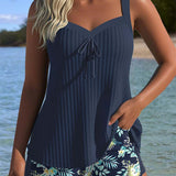 Cassandra | Women's Tummy Control Striped Tankini