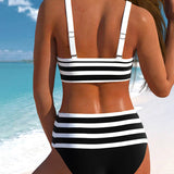 Caroline | Women's High Waist Striped Bikini Set