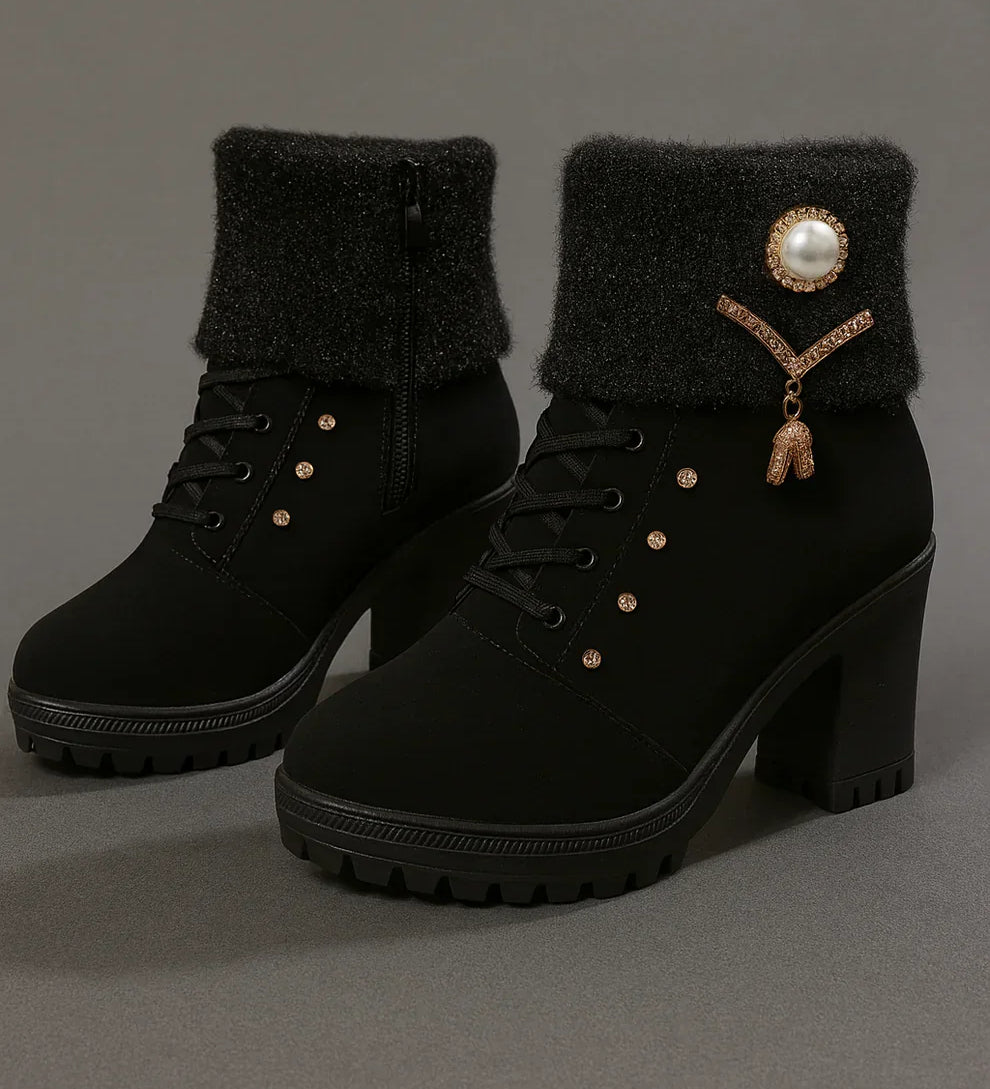 Elena - Warm Block Heel Boots