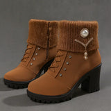 Elena - Warm Block Heel Boots