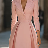Emily | Elegant Pleated Blazer Midi Dress
