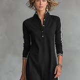 Sweatshirt Maxi Dress with Button Collar
