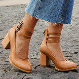 Casilda™ | Smooth Sandals with Ankle Strap and Thick Heel
