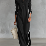 Sweatshirt Maxi Dress with Button Collar