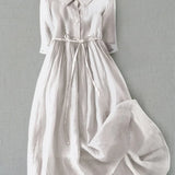 Lux - Elegant Half Sleeve Lace-Up Waist Dress