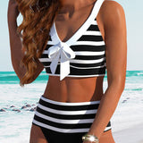 Caroline | Women's High Waist Striped Bikini Set