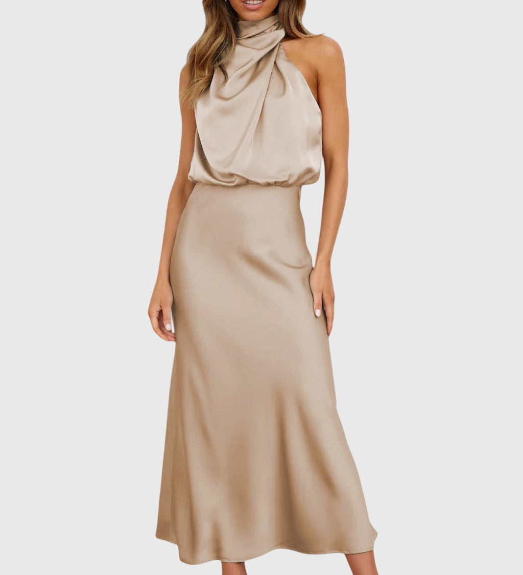 Ava™ | Glamorous Satin Halter Dress