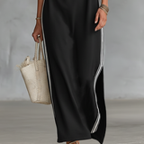 Sweatshirt Maxi Dress with Button Collar