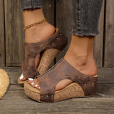 Felicity | Women's Studded Cork Wedge Sandals