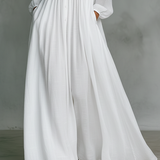 Patchwork Stand Collar Linen Maxi Dress