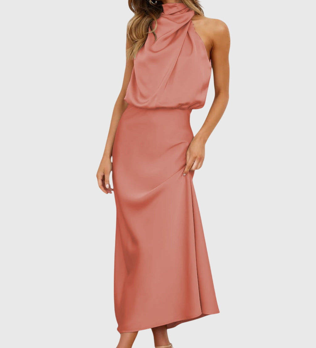 Ava™ | Glamorous Satin Halter Dress