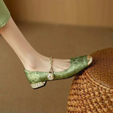 Celeste | Women's Pearl Strap Mary Jane Shoes Glitter Block Heel