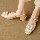 Florine | Women's Floral Slingback Pumps Square Toe Block Heel Shoes
