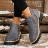 Paula - Round Toe Ankle Boots with Side Zipper