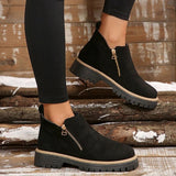 Paula - Round Toe Ankle Boots with Side Zipper