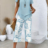 Arvessa | Casual Leaf Print Two-Piece Set